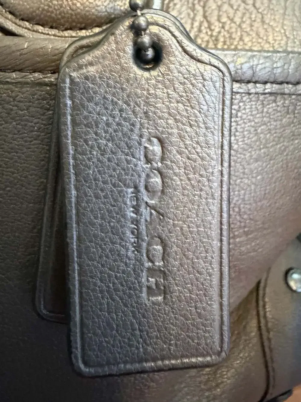 Coach Rhyder 33 Satchel in Metallic Leather with Turn-Lock Detail